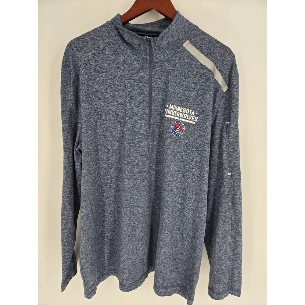 Minnesota Timberwolves Heather Slate Blue Quarter Zip by Fanatics Men's XL